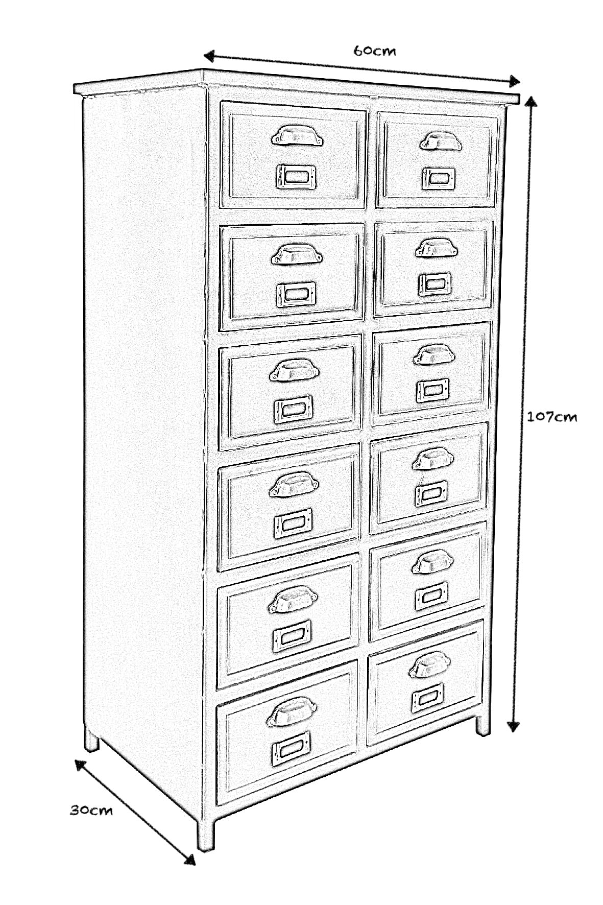 Banker's Drawer Unit - Dimensions