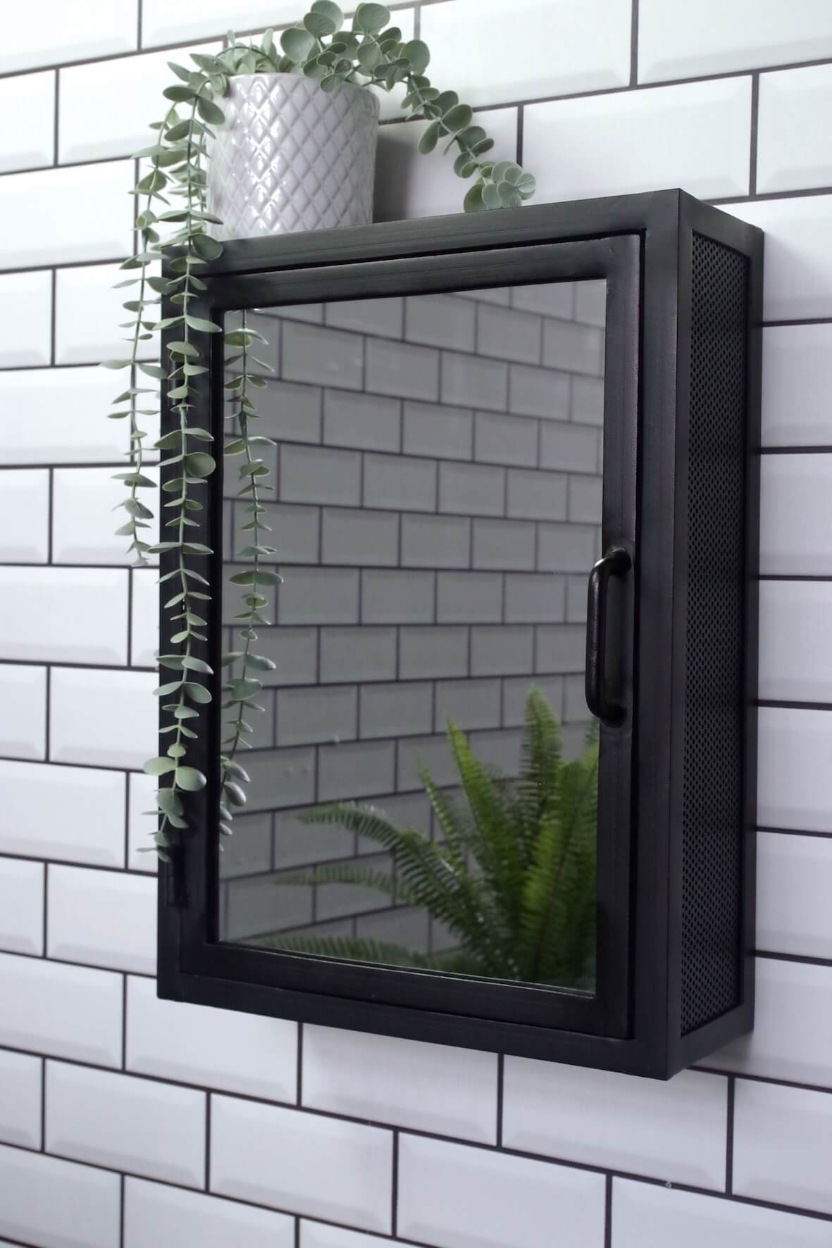 Industrial Mirrored Bathroom Wall Cabinet